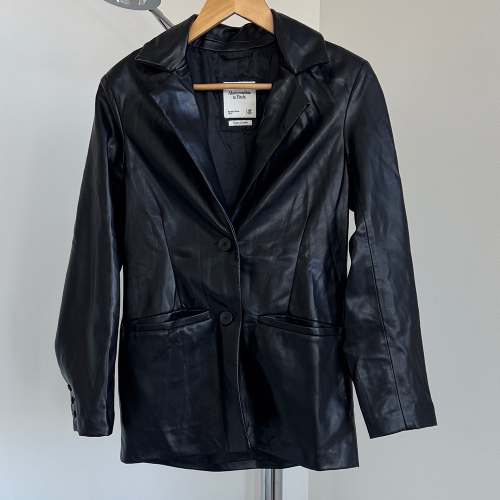 Abercrombie & Fitch Black Leather Blazer Jacket